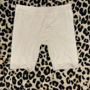Free People Cream Lace Trim Bike Shorts